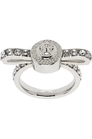 VERSACE Silver Crystal Gianni Ribbon Ring