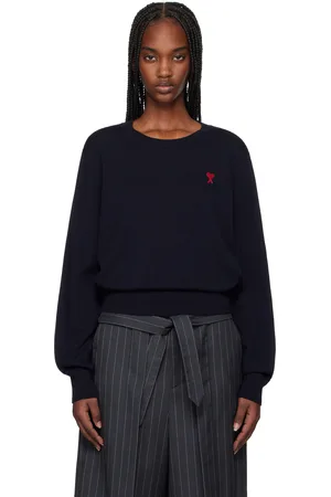 Ami Navy Wool Ami de Coeur Crew Neck Sweater