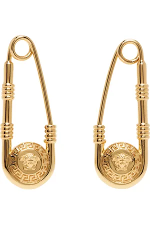 VERSACE Gold Safety Pin Earrings