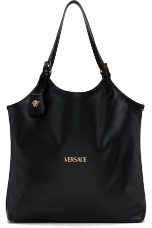 VERSACE Black Calf Leather Tote