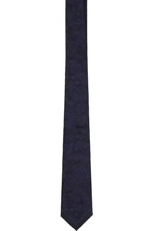 VERSACE Navy Barocco Jacquard Silk Tie