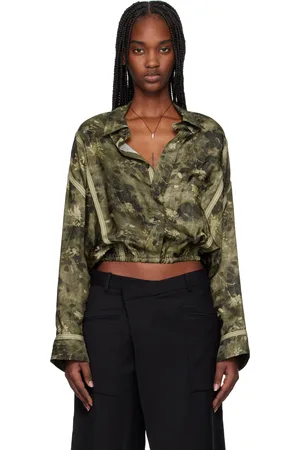 R13 Khaki Taped Crossover Bubble Shirt
