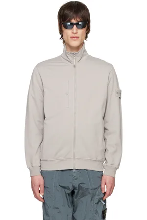 Stone Island Gray Cotton Stretch Zip Up Jacket