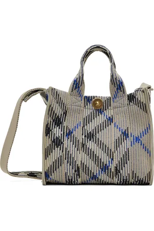 Burberry Beige Mini Check Knitted Tote