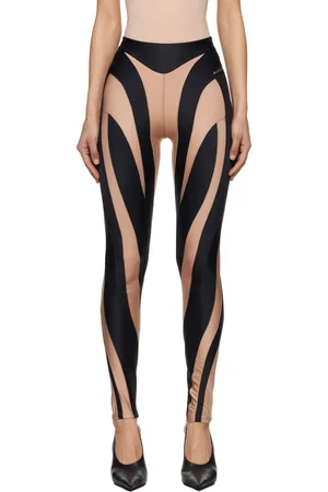 MUGLER Black & Tan Spiral Leggings