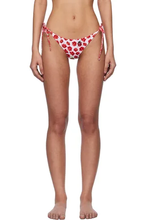 VERSACE White & Red Strawberry Garden Bikini Bottom