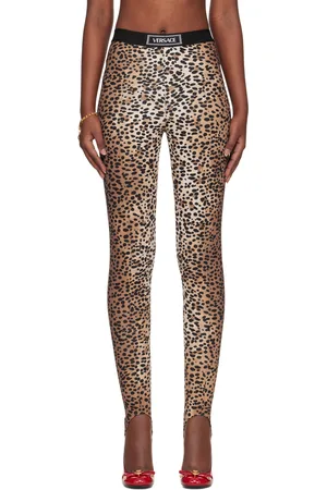 VERSACE Brown & Black Leopard Stirrup Leggings