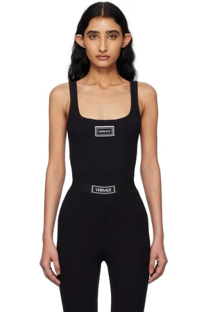 VERSACE Black 90s Vintage Logo Ribbed Tank Top