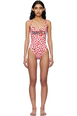 VERSACE White & Red Strawberry Garden One-Piece Swimsuit