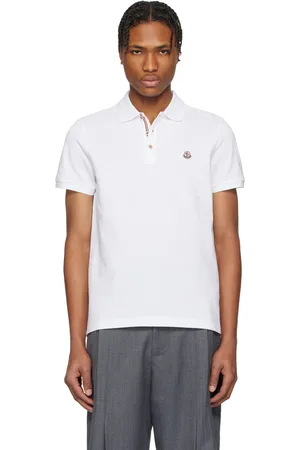 Moncler White Logo Patch Cotton Polo