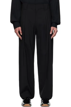 MUGLER Black Pleated Wide Leg Trousers