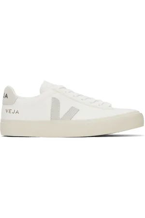 Veja White & Gray Campo Leather Sneakers