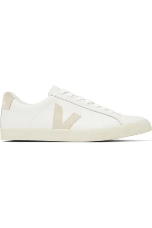 Veja White & Beige Esplar Leather Sneakers