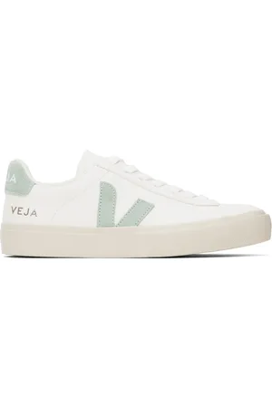 Veja White & Green Campo Leather Sneakers
