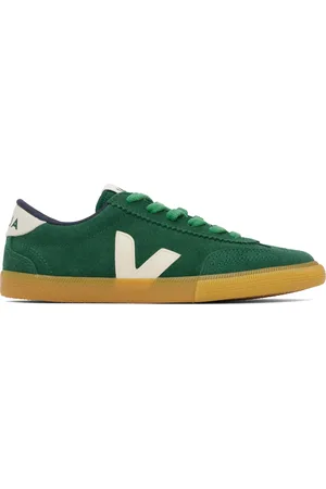 Veja Green & Beige Volley Suede Sneakers
