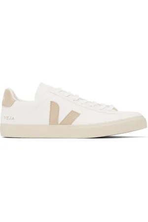 Veja White & Beige Campo Leather Sneakers