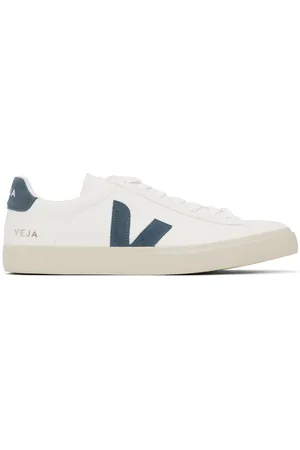 Veja White & Blue Campo Leather Sneakers