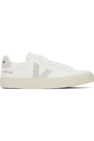 Veja White & Gray Campo Leather Sneakers