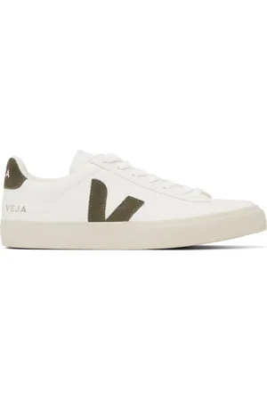 Veja White & Khaki Campo Leather Sneakers