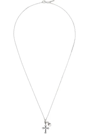 EMANUELE BICOCCHI Pearl & Cross Pendant Necklace