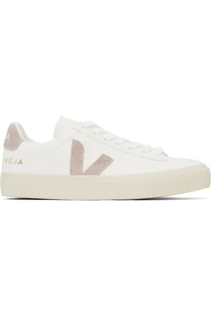 Veja White & Pink Campo Leather Sneakers