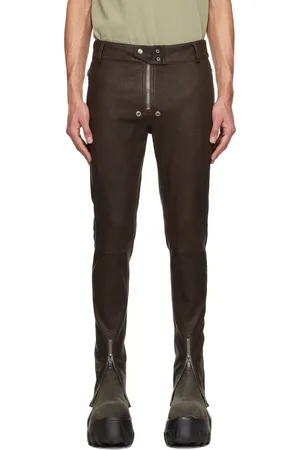 Rick Owens Brown Hollywood Tyrone Belas Leather Pants