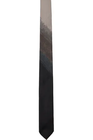 DRIES VAN NOTEN Black & Taupe Silk Tie