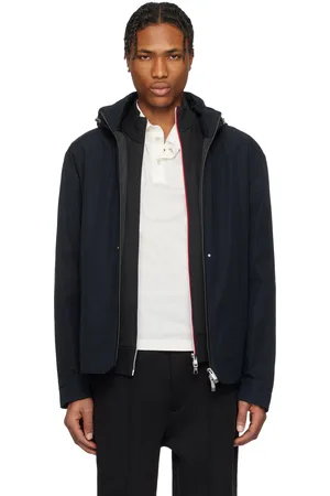 Moncler Navy Lacha Hooded Windbreaker Jacket