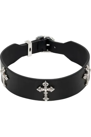 EMANUELE BICOCCHI 3 Crosses Leather Choker