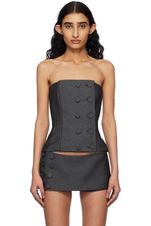 Fancì Club Gray Starling Button Corset Top