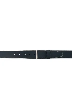 Max Mara Navy Leather Twin-Fastening Belt