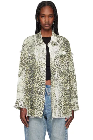 R13 Beige Shredded Seam Drop Neck Shirt