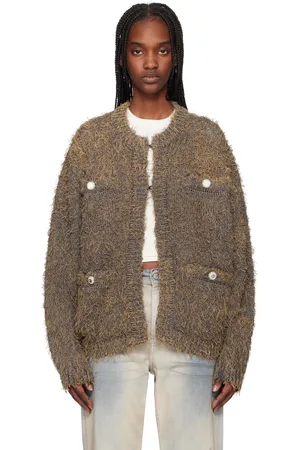 DOUBLET Gray Tweed Knit Cardigan