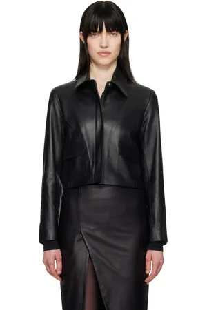 Nour Hammour Black Bleeker Cropped Leather Jacket