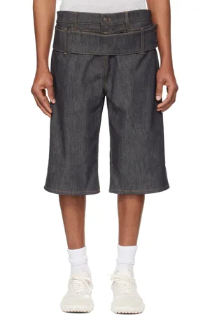 Courrèges Gray Double Belted Denim Shorts