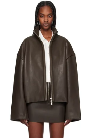 REMAIN Birger Christensen Brown Bonded Leather Jacket
