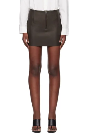 REMAIN Birger Christensen Brown Bonded Leather Miniskirt