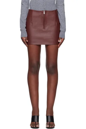 REMAIN Birger Christensen Burgundy Bonded Leather Miniskirt