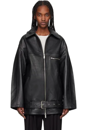 REMAIN Birger Christensen Black Oversize Leather Jacket