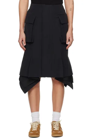 SACAI Black Grosgrain Midi Skirt