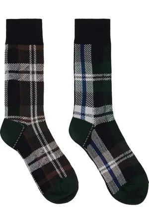 SACAI Green & Brown Plaid Socks