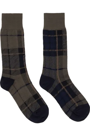 SACAI Khaki & Navy Plaid Socks