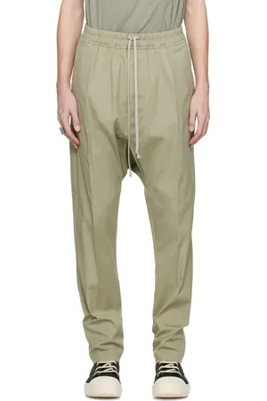 Rick Owens Green Hollywood Drawstring Long Trousers