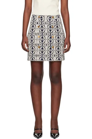 Max Mara White & Navy Riber Miniskirt