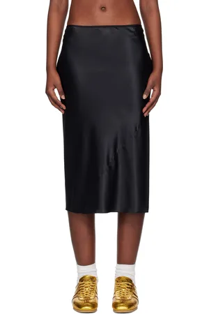 DRIES VAN NOTEN Black Silk Midi Skirt