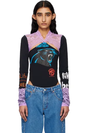 Marine Serre Black Regenerated T-shirts & Lace Long Sleeve Bodysuit