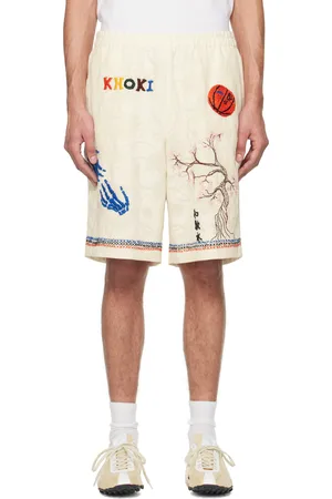 KHOKI Off- Hand Embroidered-Design Shorts