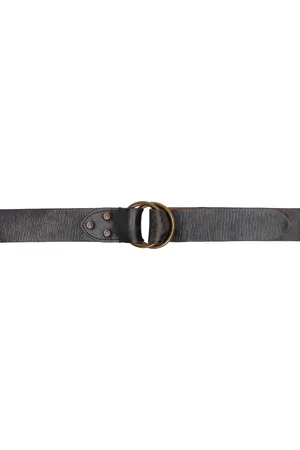 Ralph Lauren Brown Distressed Leather Double–O-Ring Belt