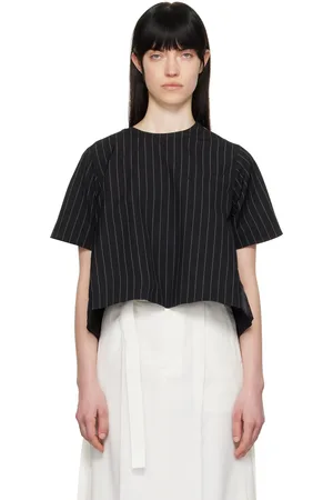 SACAI Black Wool Silk Suiting & Nylon Twill T-shirt