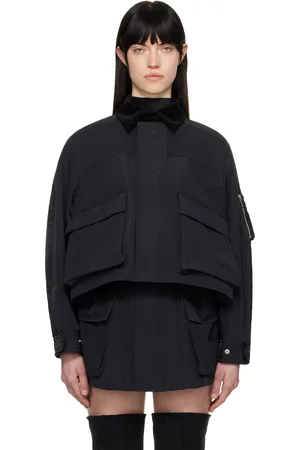 SACAI Black Grosgrain & Nylon Twill Jacket